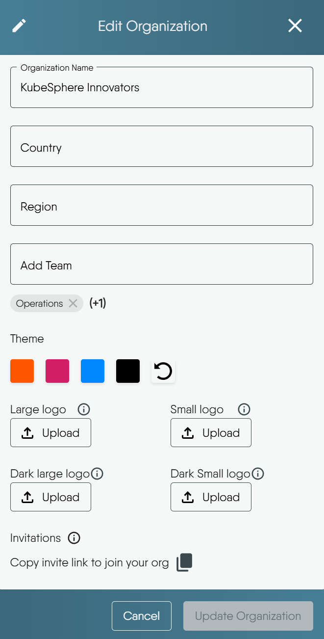 Editing Organization Details